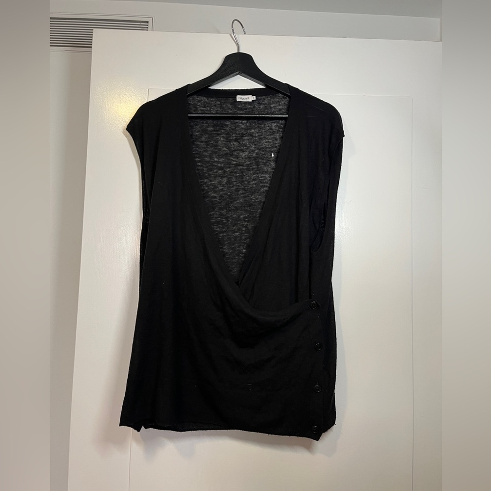 Filippa K Black Draped V-Neck Top